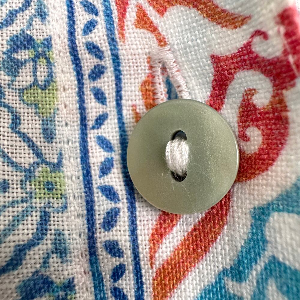 Chico's Womens Button Shirt Top Size 12 100% Linen Summer Floral No Iron Blue - Picture 5 of 6